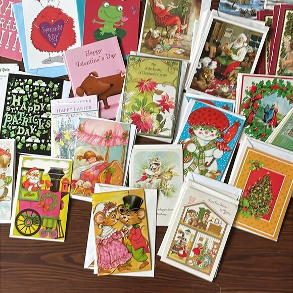 Vintage to New Mixed Greeting Cards Lot 100+ Christmas Valentines St Patrick - Picture 7 of 12